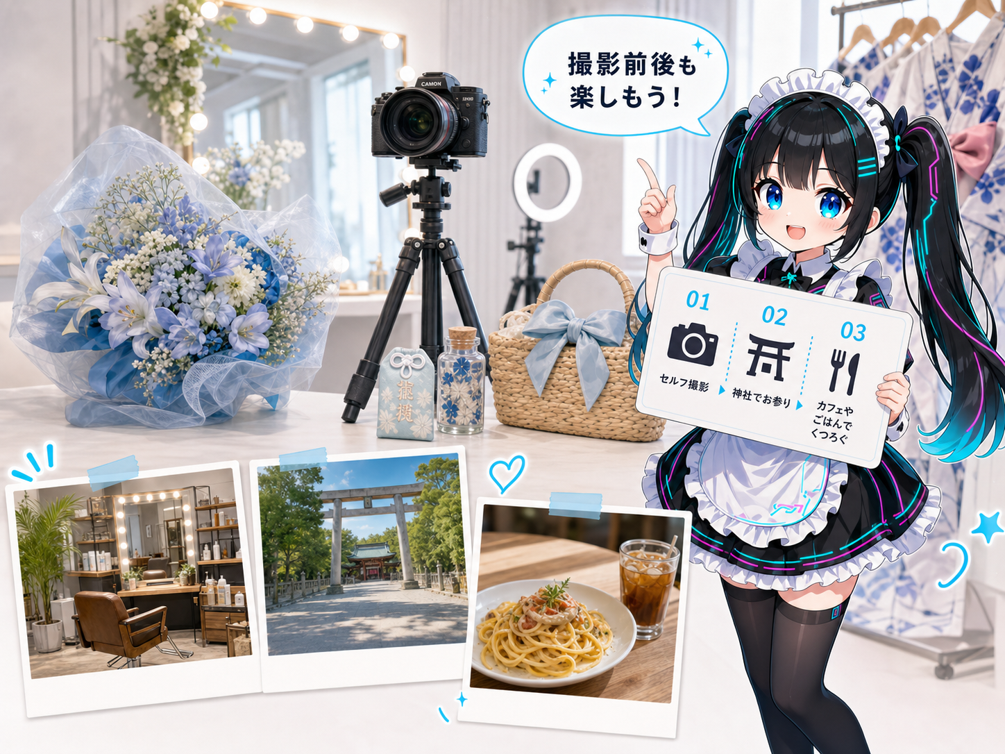 撮影前後のお出かけプランを案内するミライメイド