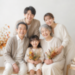 敬老の日に家族で撮るセルフ写真館の記念写真