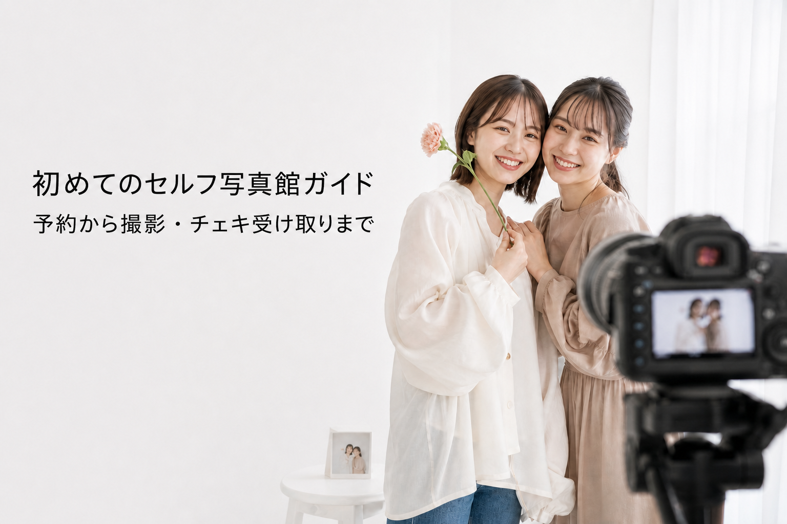 初めてのセルフ写真館ガイド。予約から撮影、チェキ受け取りまでを紹介する見出し画像
